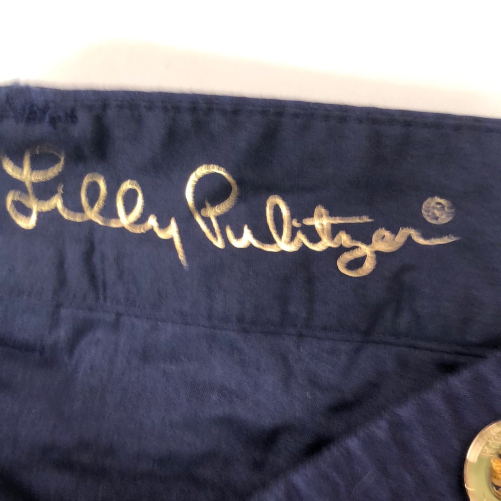 Lilly Pulitzer Blue Bermuda Shorts Classic Cotton Twill - Picture 4 of 4